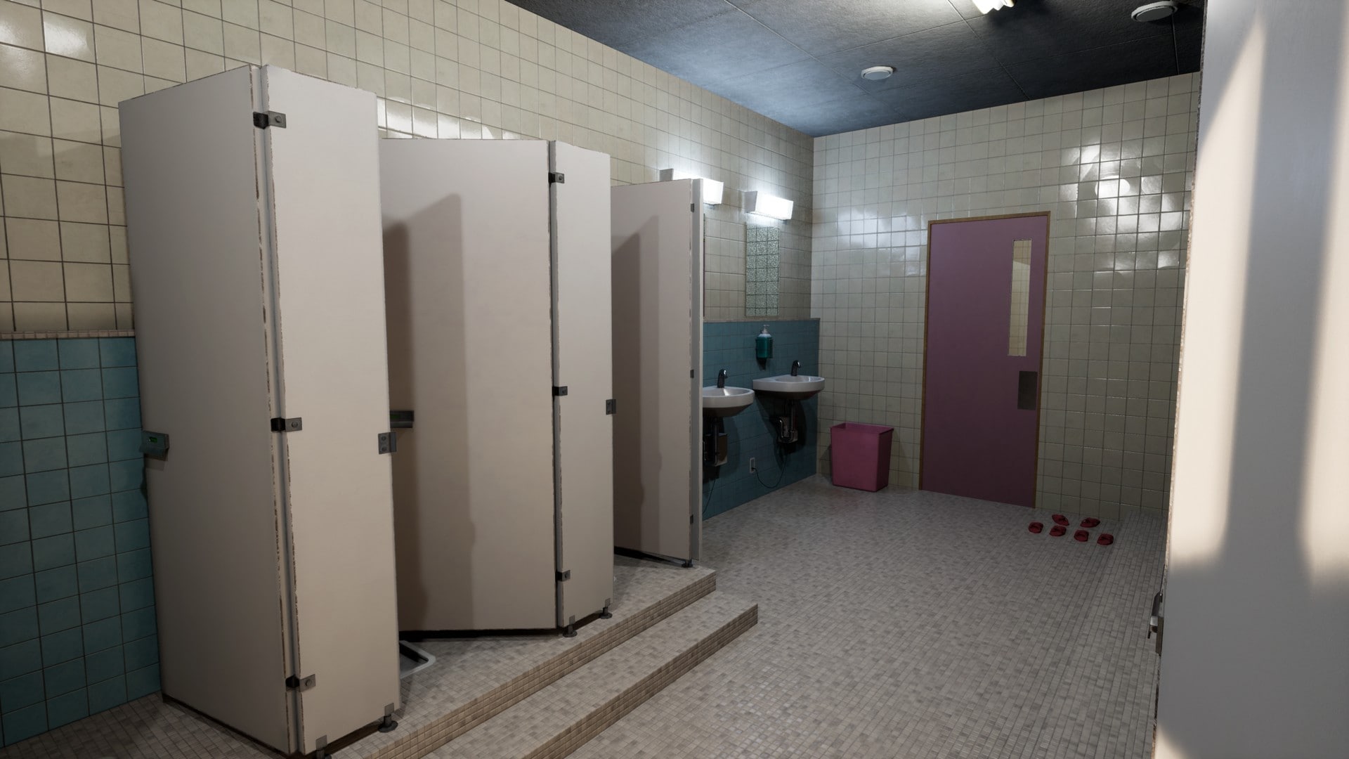 Japanese School Restroom For Visual Novels and Games in Environments