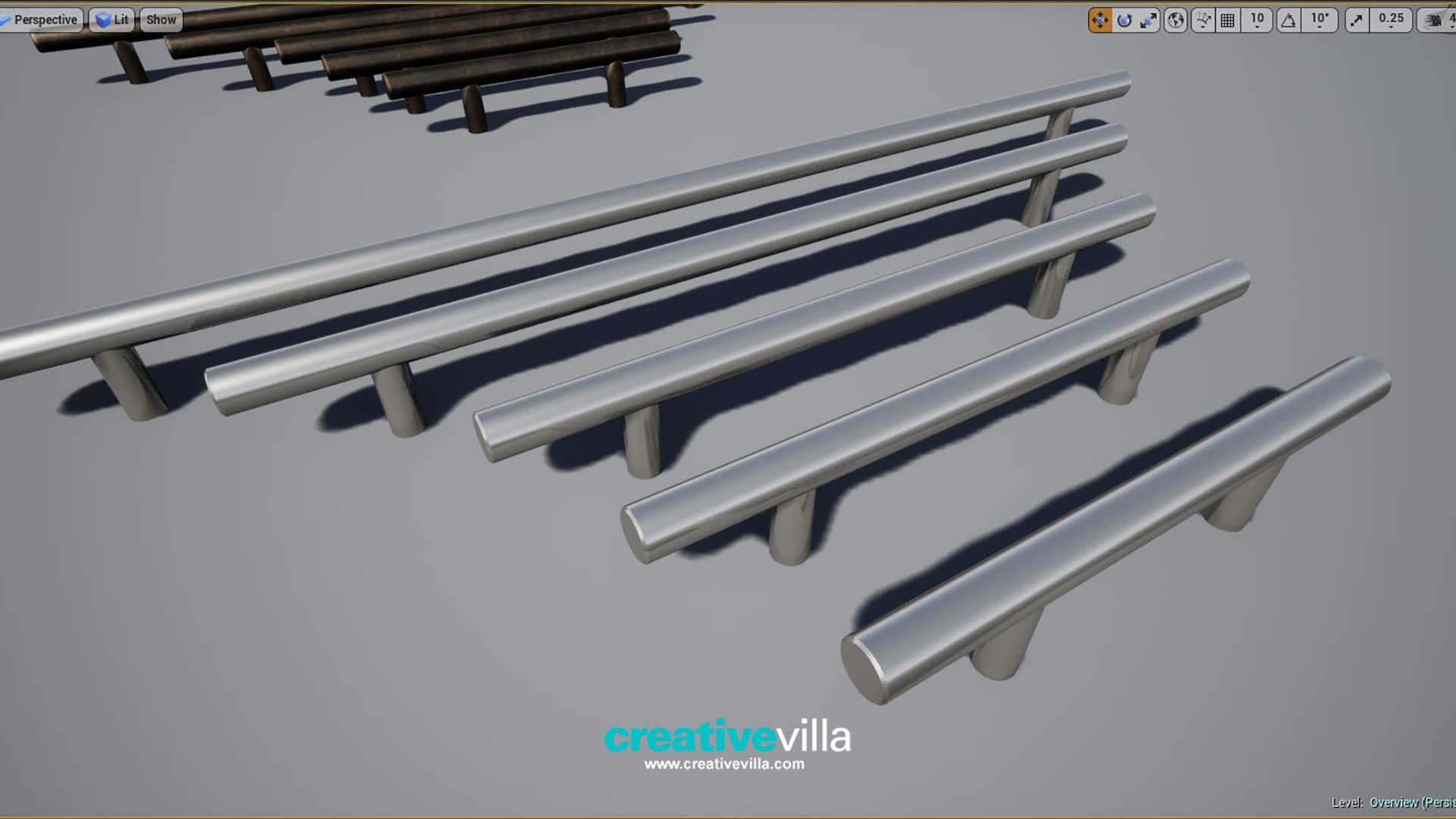 Kitchen and Bath Pull Handles for Arch Vis