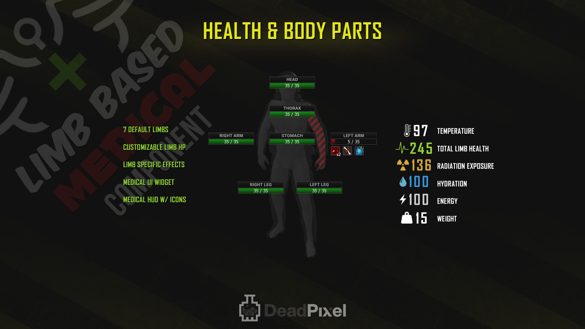 Limb Based Medical Component with Animated Medical Items | Blueprints