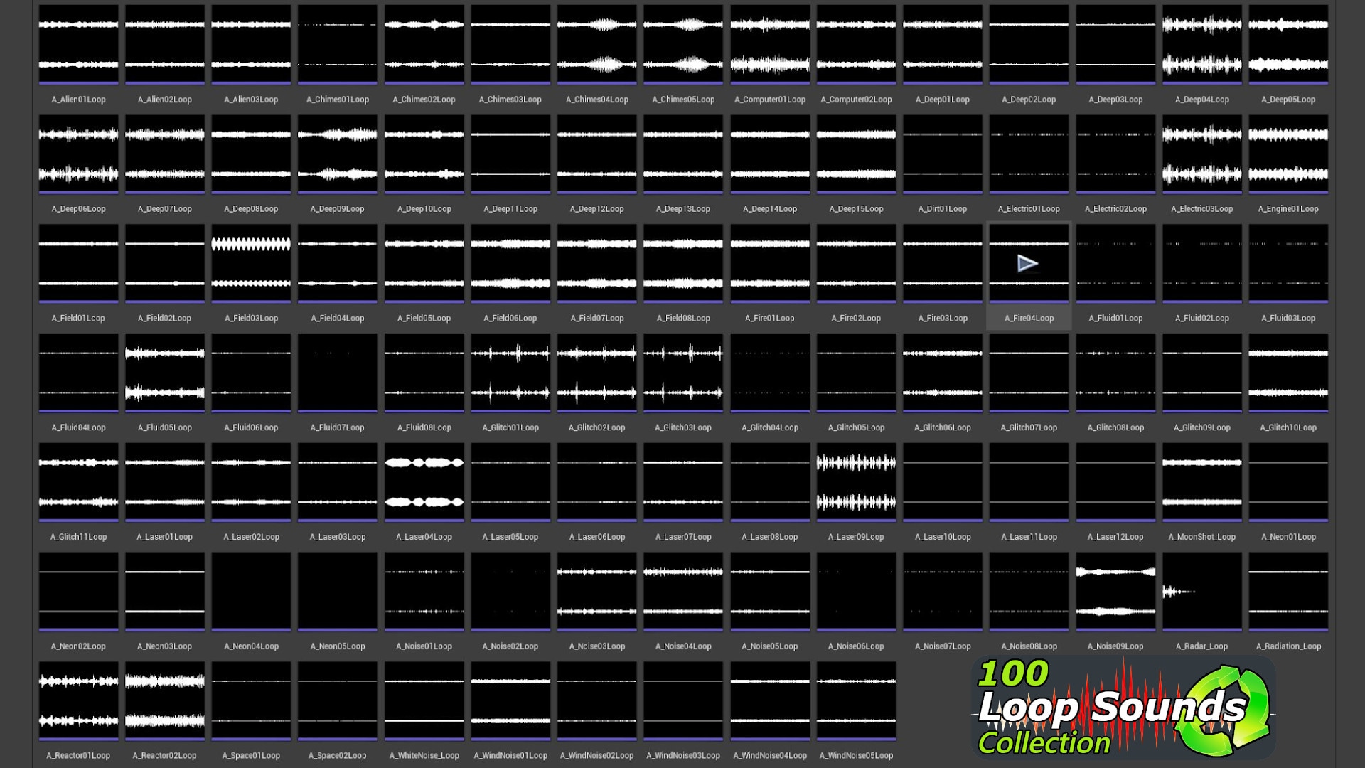 100 Loop Sounds in Sound Effects UE Marketplace