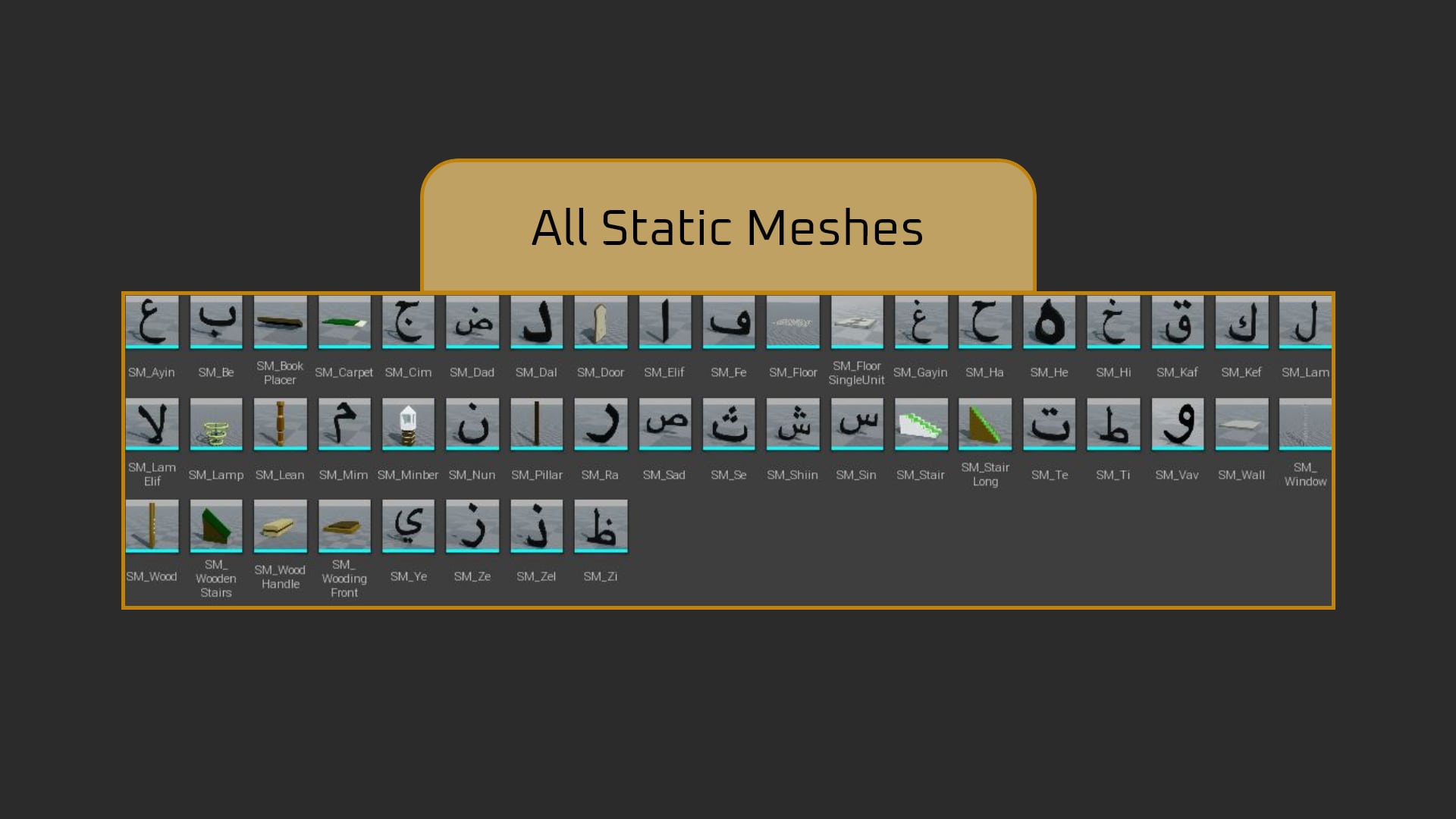 Arabic Alphabet By Mustafa Bolat in Props UE Marketplace