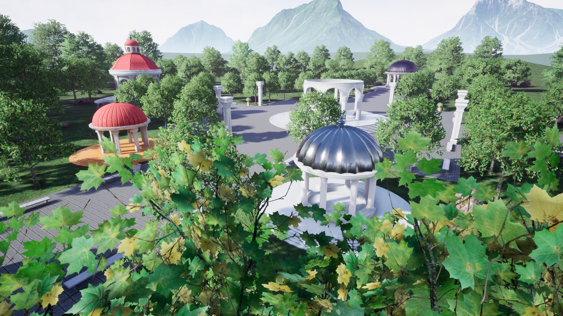 Park with gazebos in Environments UE Marketplace