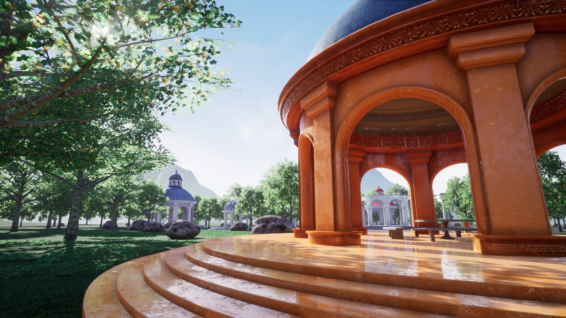 Park with gazebos in Environments UE Marketplace