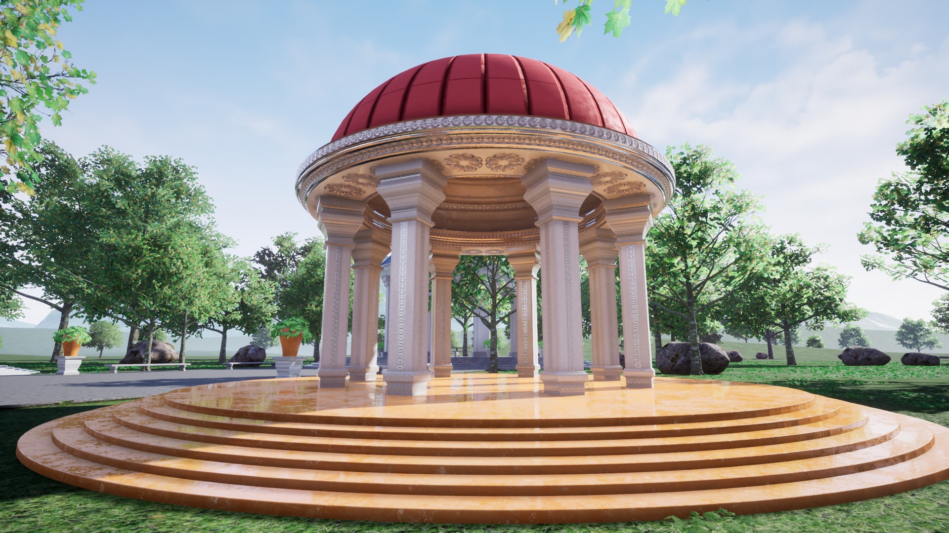 Park with gazebos in Environments UE Marketplace