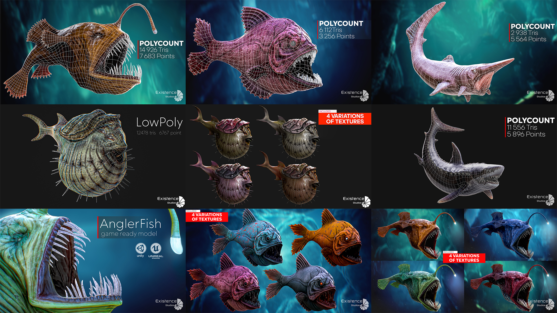 Ocean Monster Fish Pack / Low poly Fish / Predator / Underwater Creatures #11