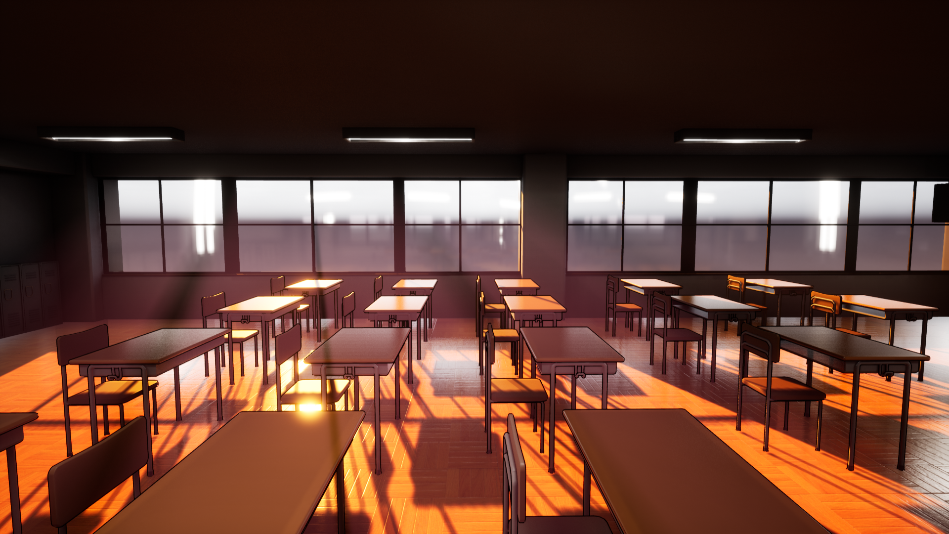 Anime classroom, empty, digital art, background, soft, Stable Diffusion, anime  classroom