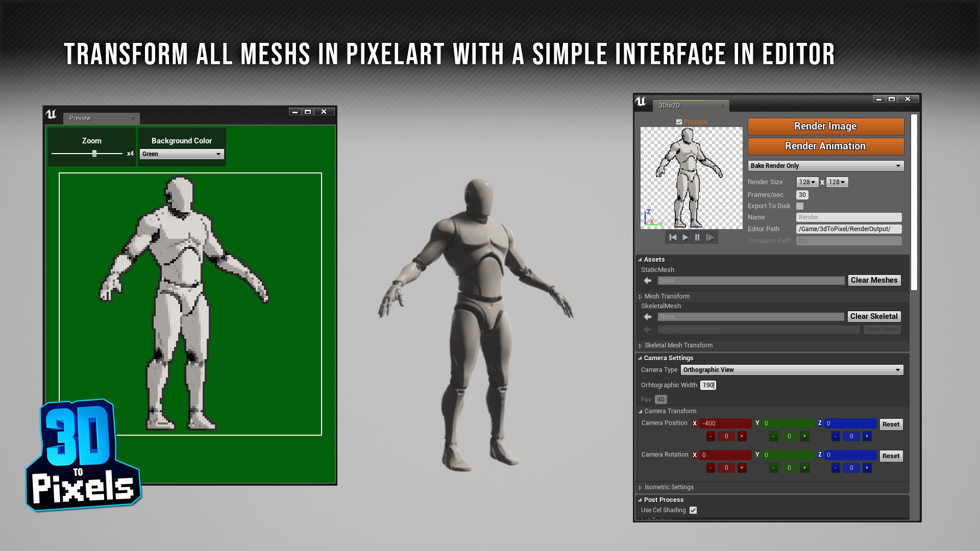 Desenho Unreal do motor 5 Blueprints: Plataformas de RPG 2D multijogador, Pixel Helmet