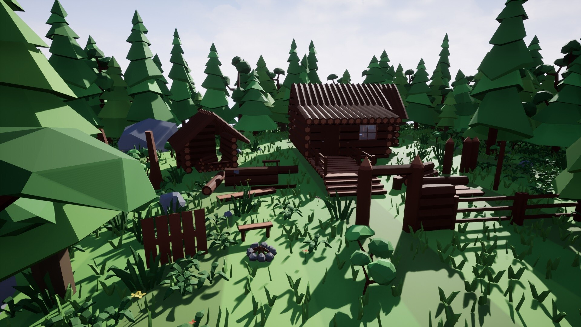 Lowpoly Nature With Cabin