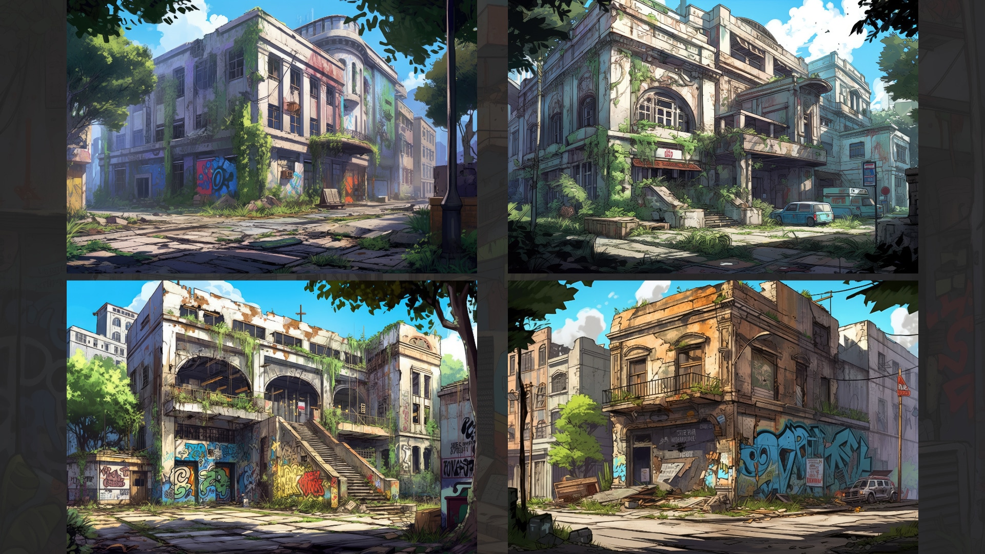 Post 2d BACKGROUND - Stylized Post Apocalyptic 1:2Dアセット - UE マーケットプレイス