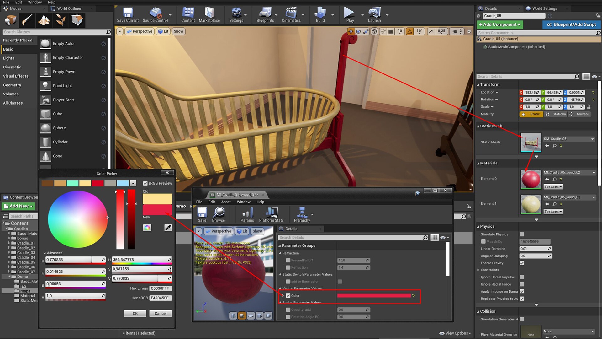 Cradles in Props UE Marketplace