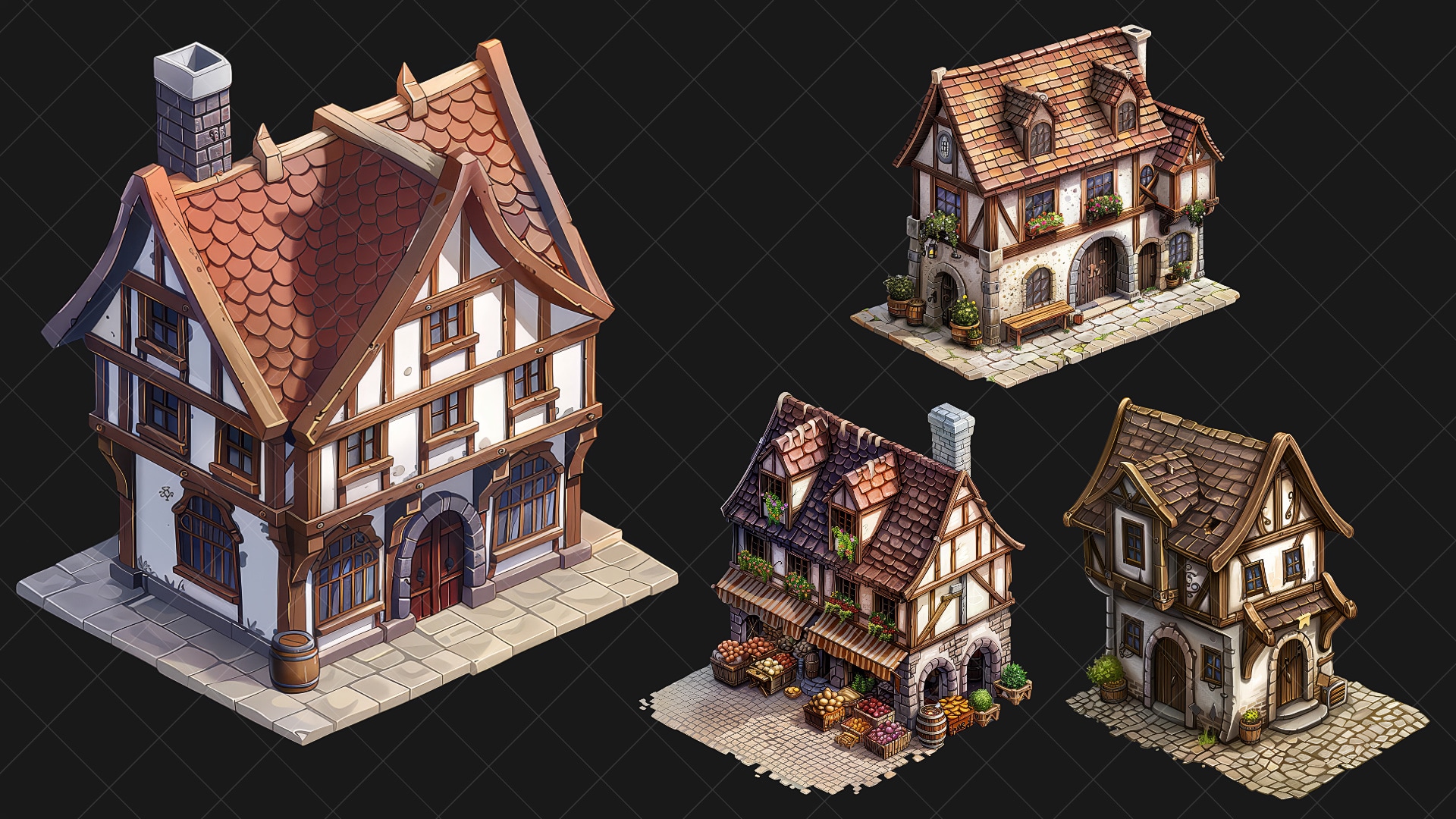 ISOMETRIC - Fantasy Medieval House 1, 카테고리 2D 애셋 - UE 마켓플레이스