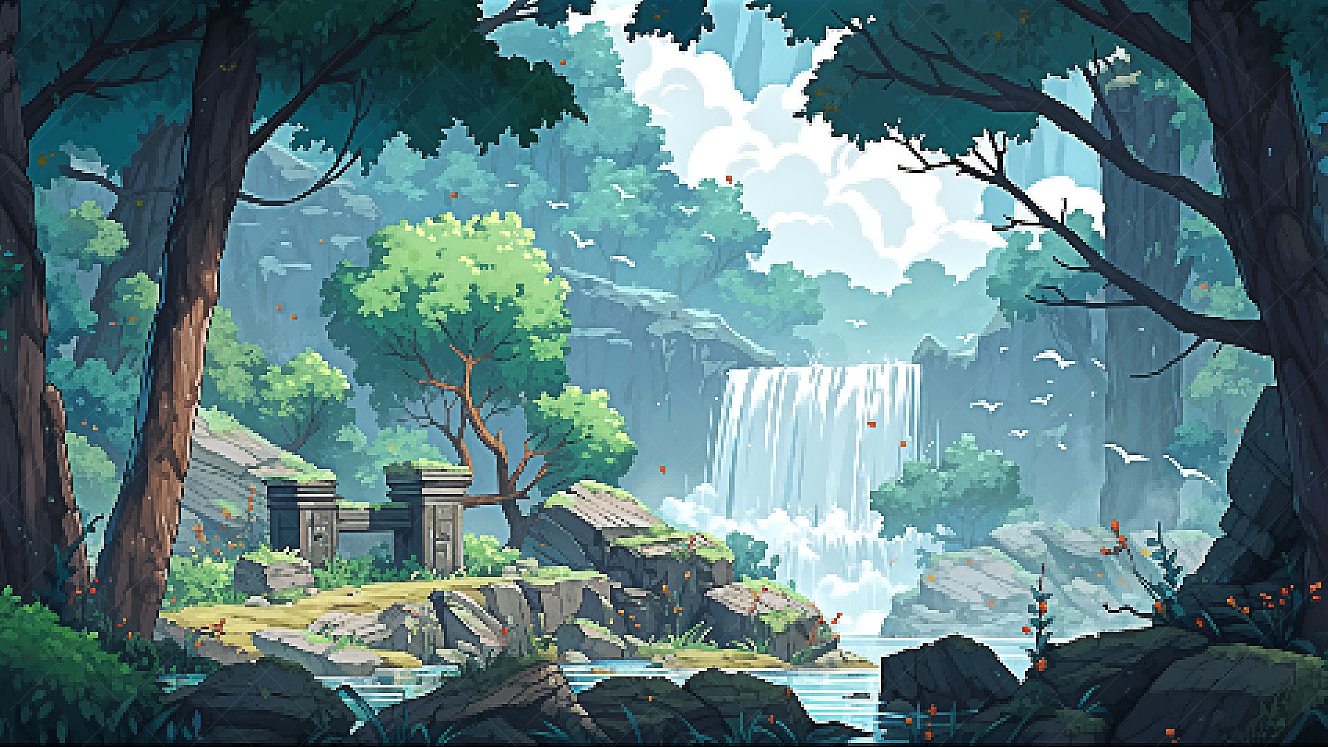 Pixel Art Backgrounds: Forest In 2D Assets UE Marketplace