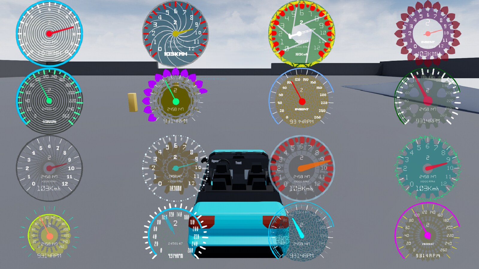 Procedural Speedometer & Tachometer Widget Blueprint in 2D Assets UE