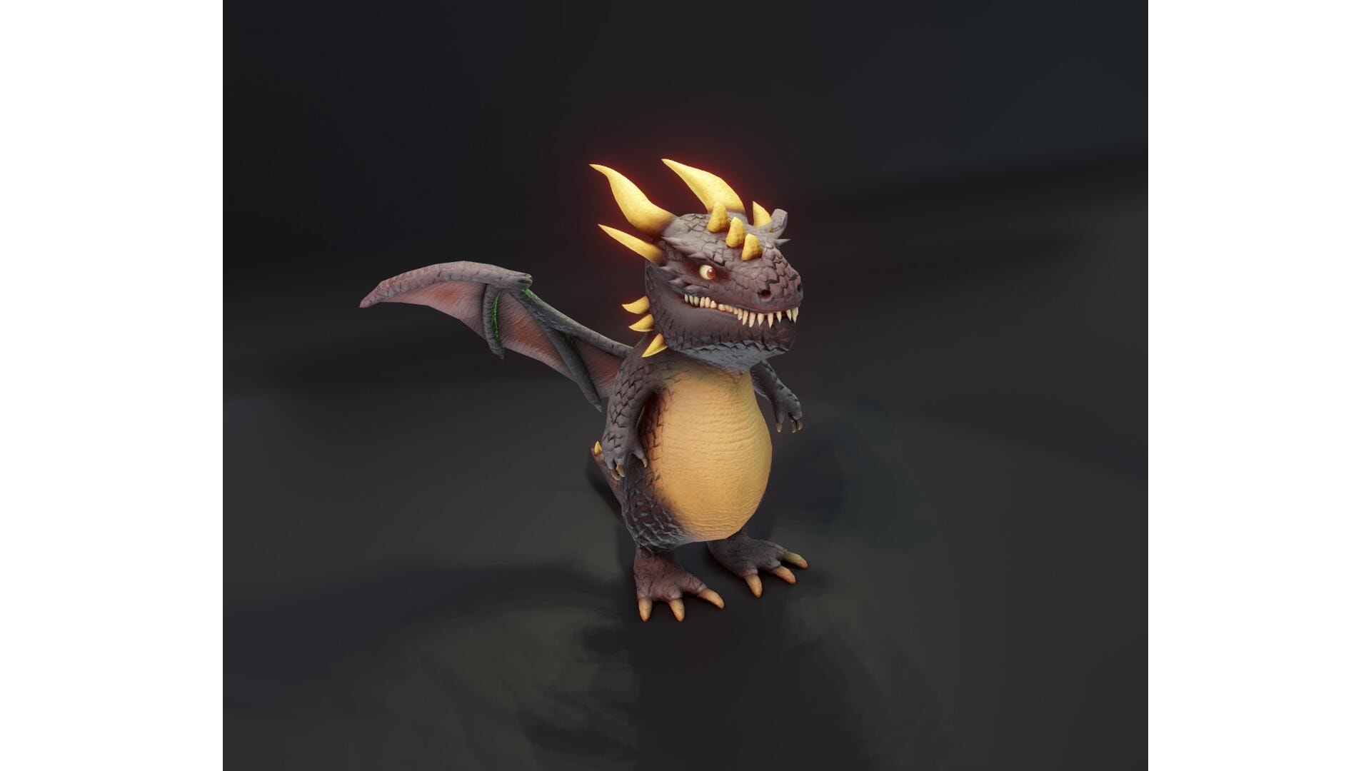 Cartoon Black Dragon Animated 3D Model