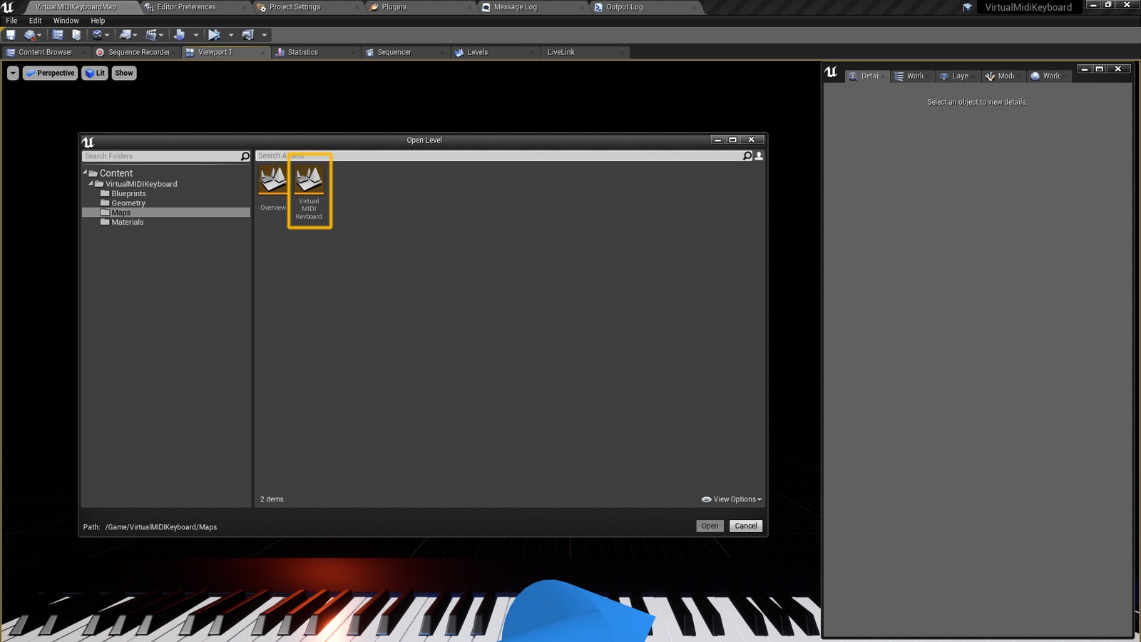 Virtual Midi Keyboard in Blueprints UE Marketplace