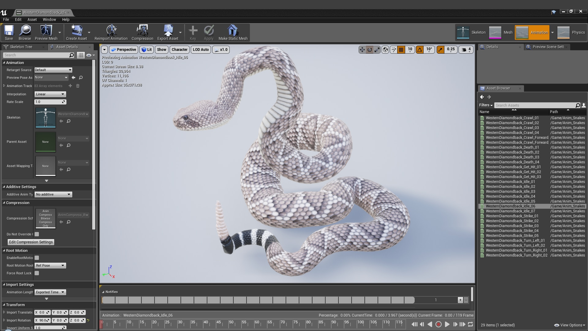 Animated Western Diamondback Rattlesnake