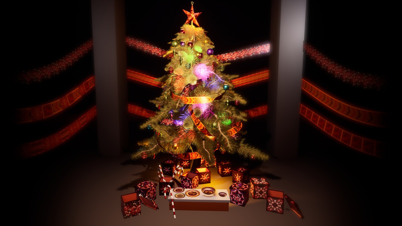 Christmas Props Static Meshes Xmas Pack Tree Room Presents Props In Props Ue Marketplace