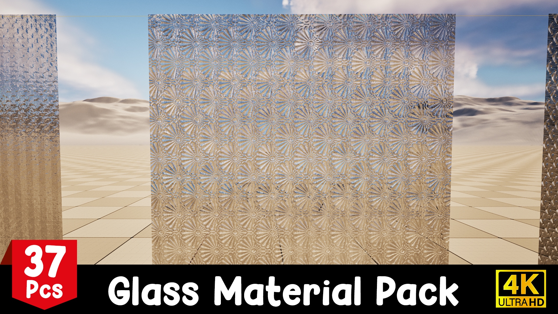在材质创建的4K Pbr Glass Material Pack 虚幻引擎商城