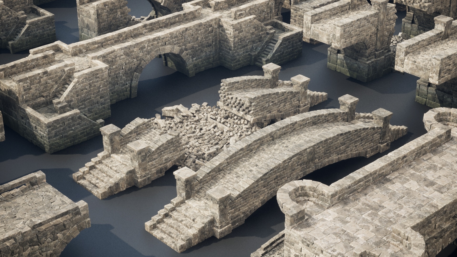 Stone Bridges Optimized in Props UE Marketplace