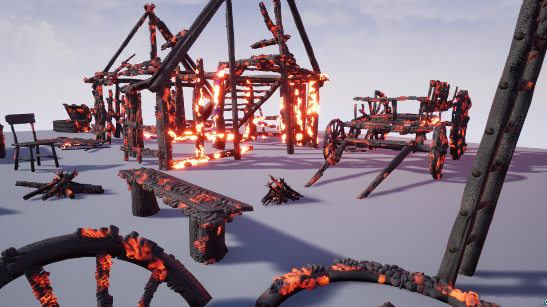 House Burning Wood 26 Customizable Fire Pack II City Burning