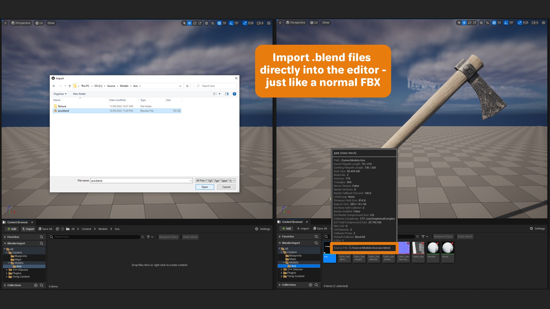 在代码插件创建的Blend File Importer - 虚幻引擎商城