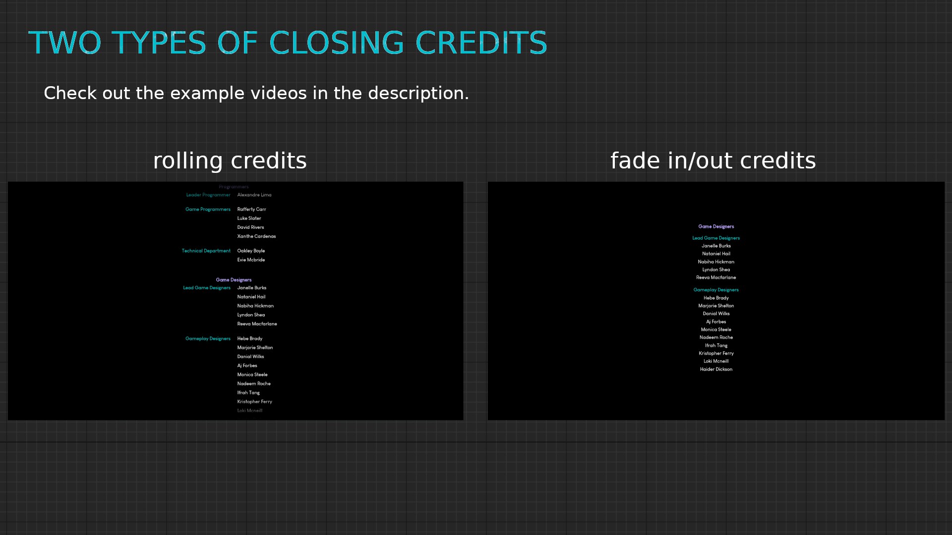 Closing Credits, 카테고리 블루프린트 UE 마켓플레이스