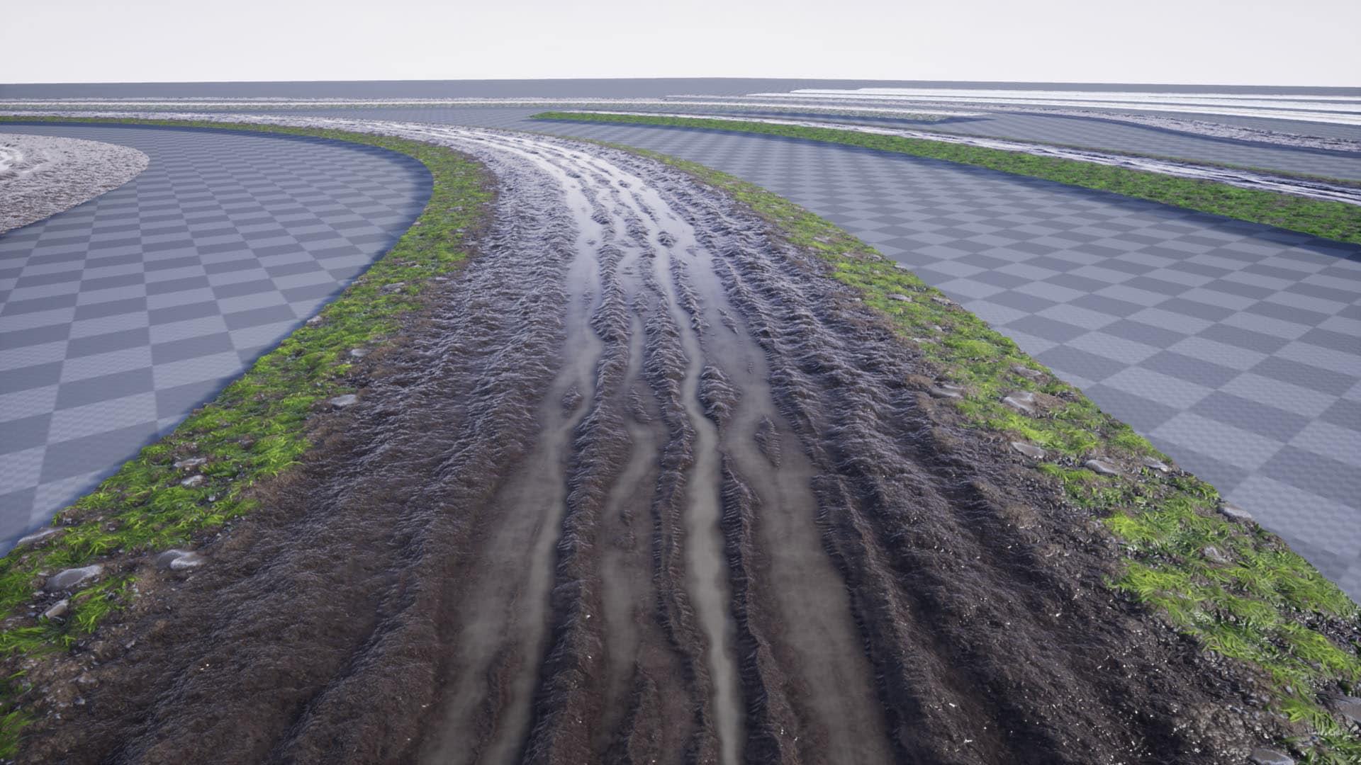 Road materials. Muddy Road. Dirt Path. Corduroy Road. Clean up the Dirt on the Road.