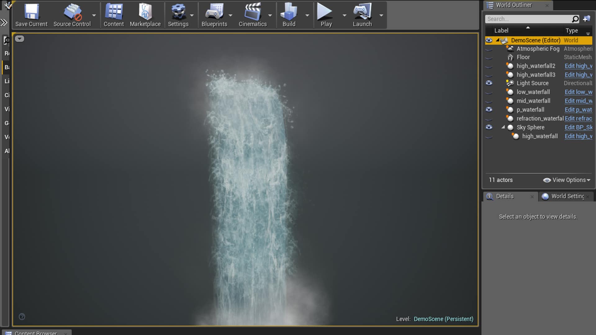 Realistic Waterfall Particle FX(Cascade System) in Visual Effects UE