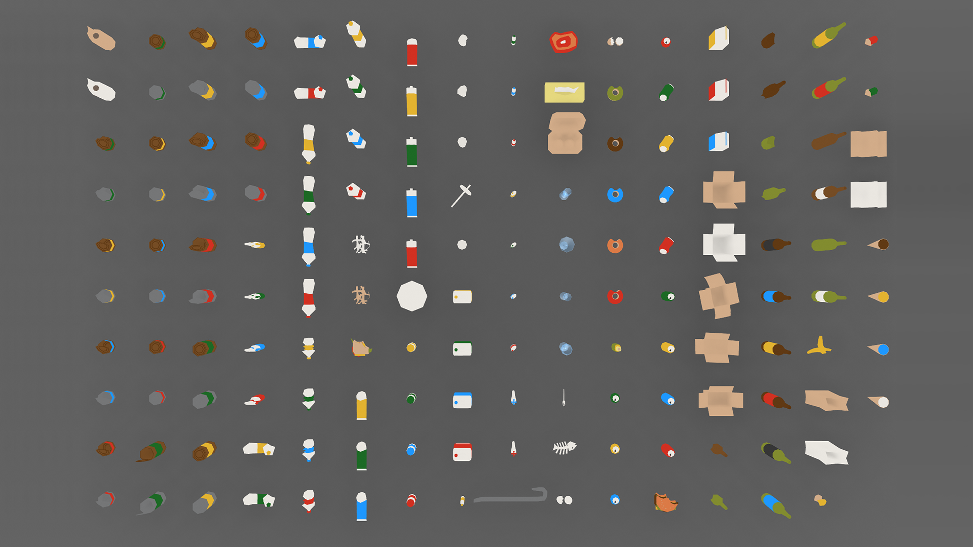 Low Poly Garbage Recycling Assets