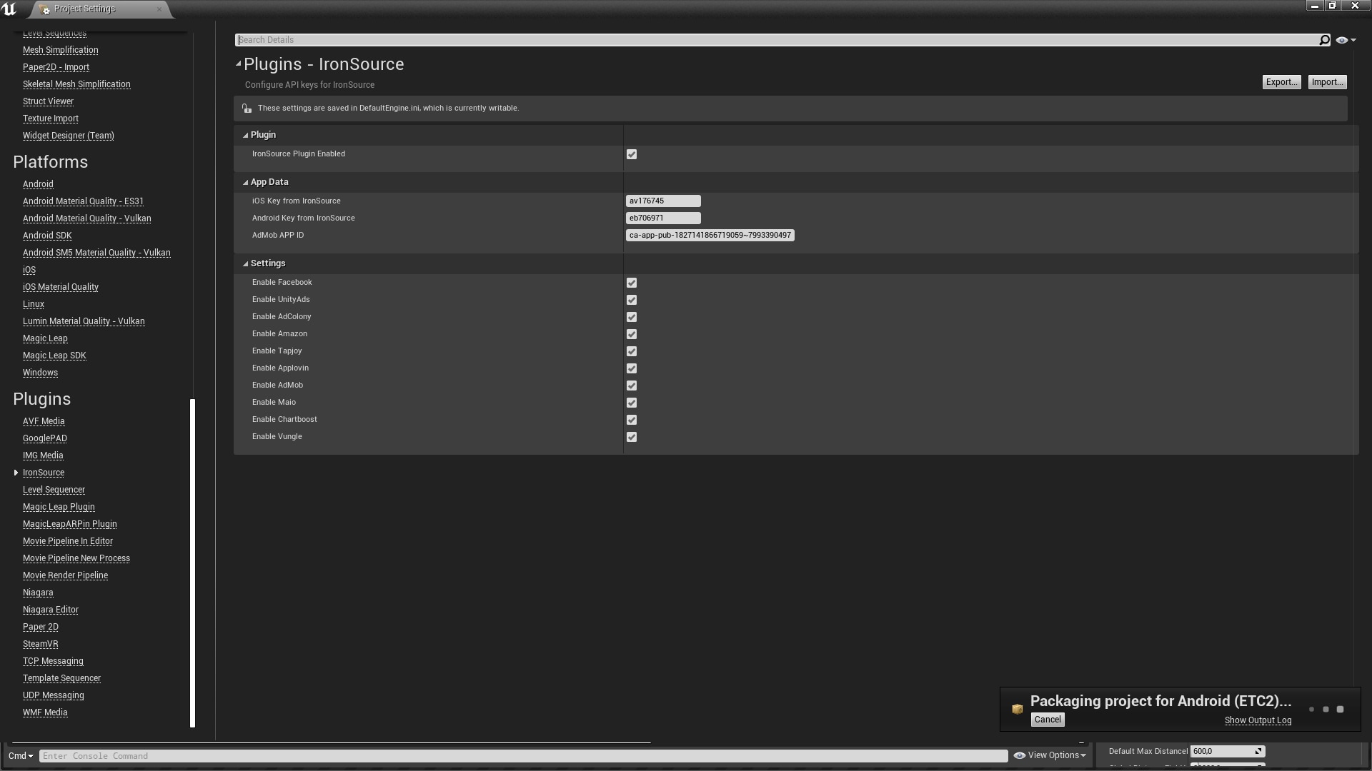 IronSource Mobile Ad Network in Code Plugins UE Marketplace