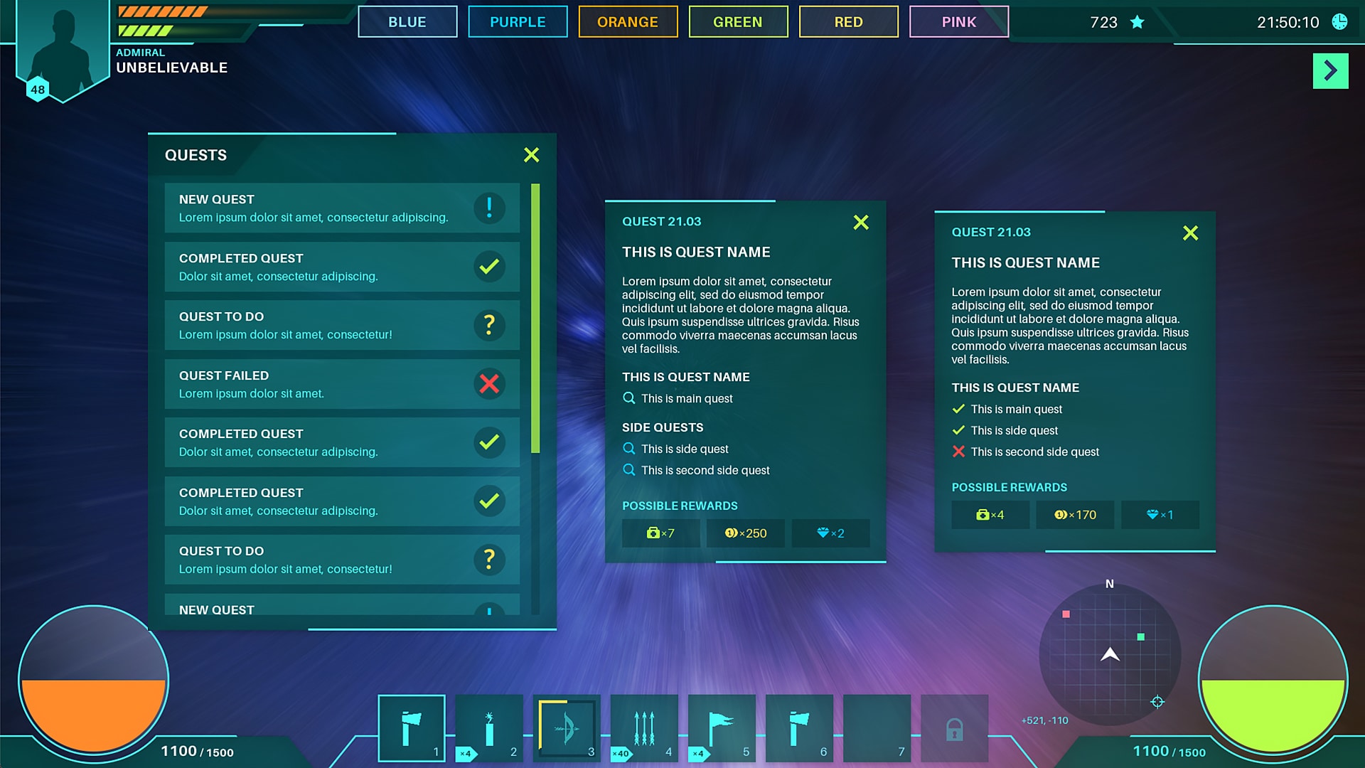 在二维资源创建的Scifi / Modern flat themed GUI / UI kit - 6 themes + PSD, AI ...