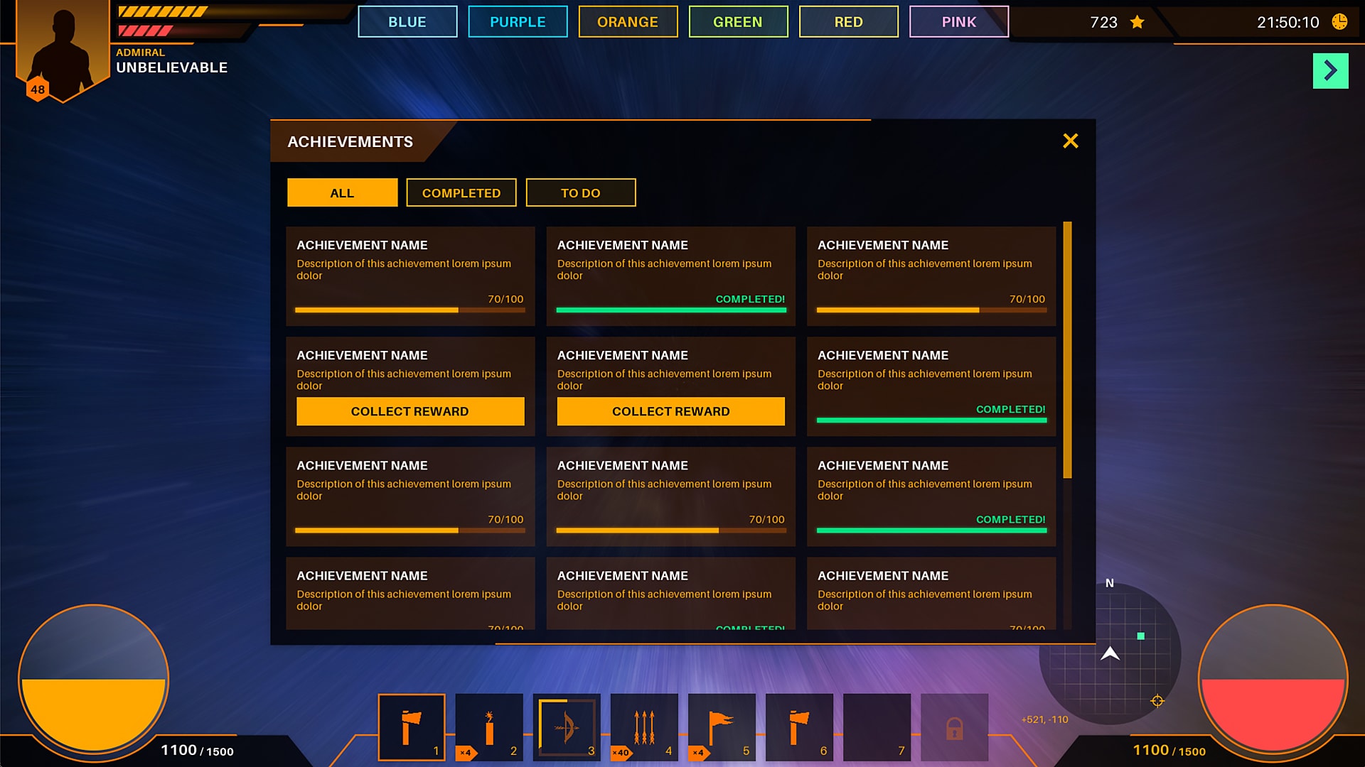 Scifi / Modern flat themed GUI / UI kit - 6 themes + PSD, AI sources in ...