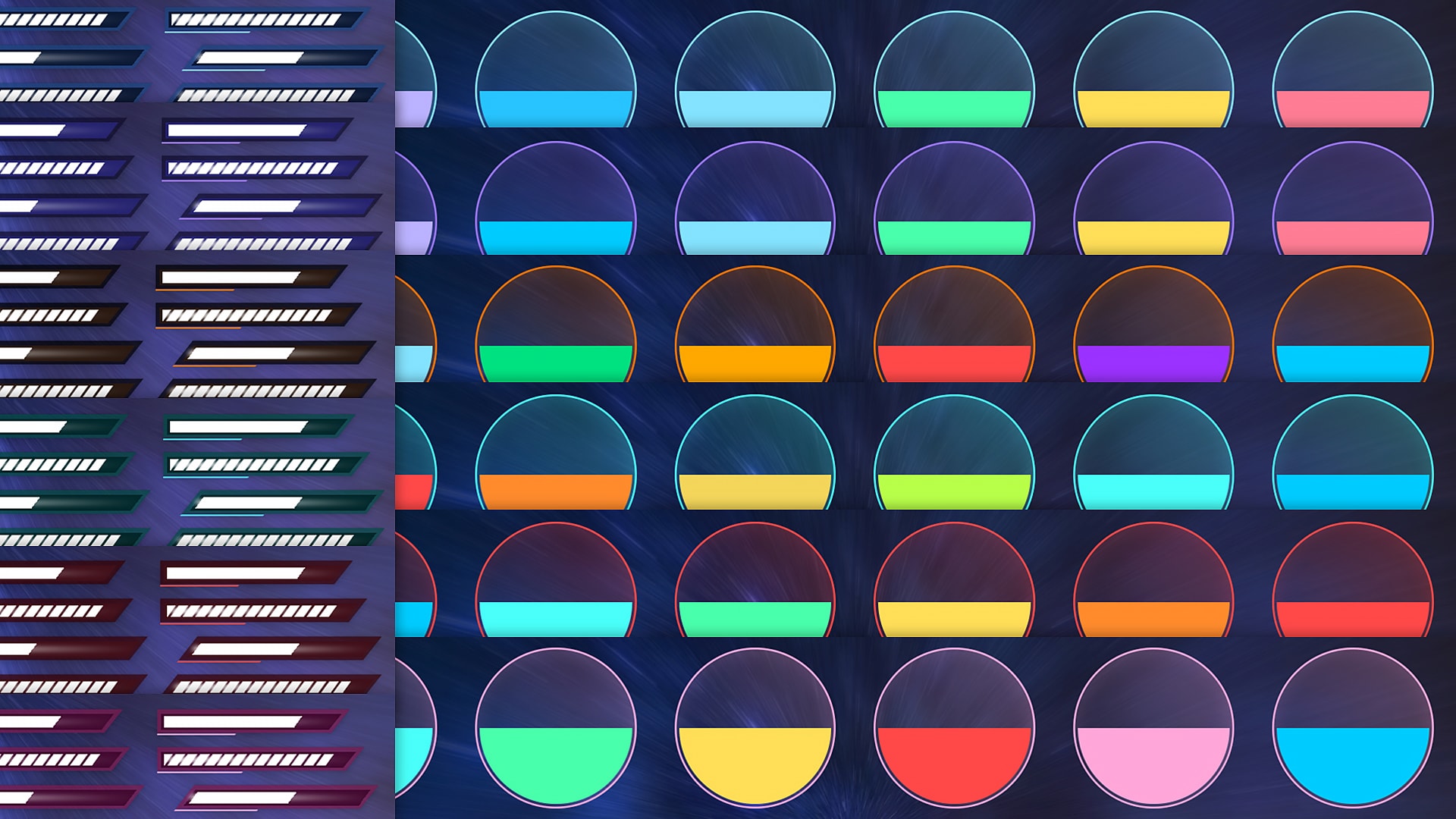 Scifi / Modern flat themed GUI / UI kit - 6 themes + PSD, AI sources in ...