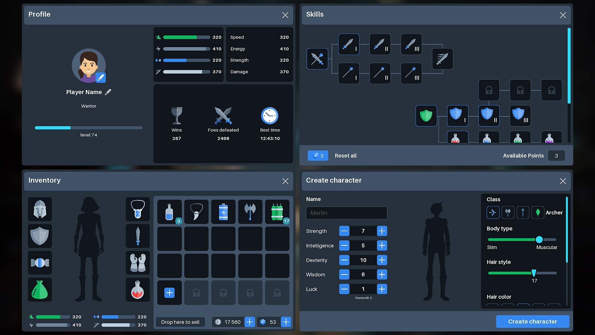 Dark GUI / UI / Main Menu Pro KIT - complete solution in 2D Assets - UE ...