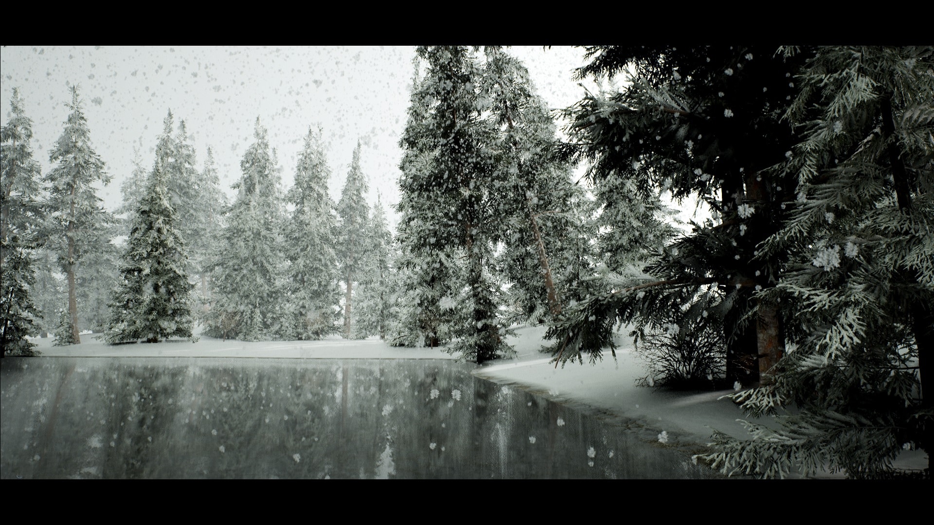 Pine Spruce Realistic Forest snow and summer