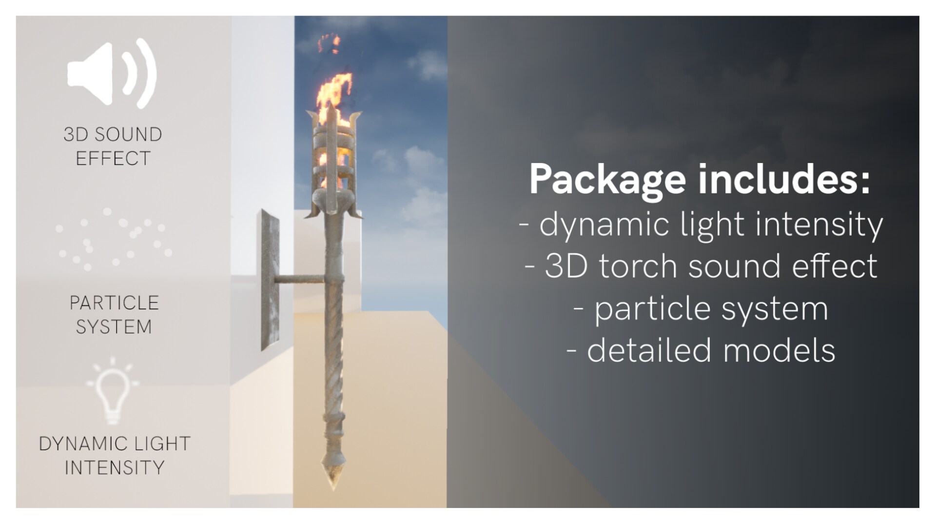 Torches Package (with sound, light and particle system) in Props UE Marketplace