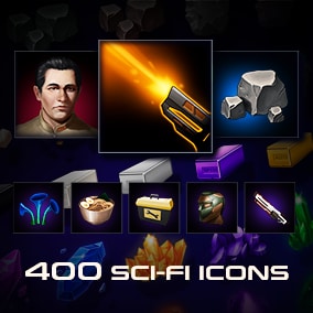 This asset contains 408 Sci-Fi icons. It includes Skill, Armor, Weapon, Resources, Avatars, and many other icons. Suitable for RPG, card, strategy games on the Sci-Fi and cosmic themes etc.