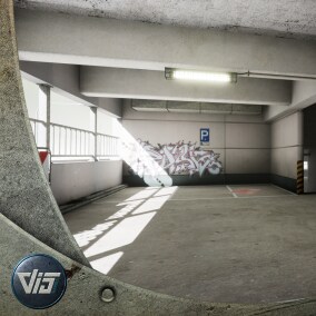 Contains an urban car parking garage enviroment.
