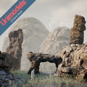 Cliff and mountain rocks with interchangeable textures
