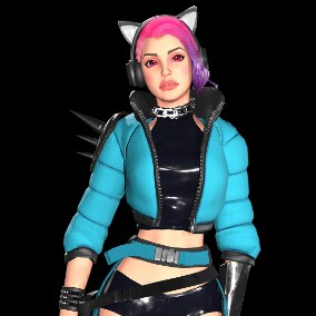 Beautiful customisable low-poly model of Cyber Girl.