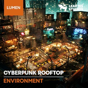 Cyberpunk Rooftop Market Environment with 230 Unique Meshes