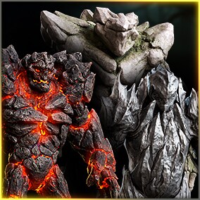 High-quality realistic low-poly 3D models of Golems Pack