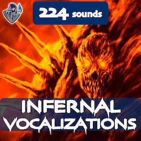 Infernal Creature Vocalizations sound package with 224 high-quality monster sound effects, including battle, pain and neutral voice sounds, ready for use in game scenes, animations and trailers.
