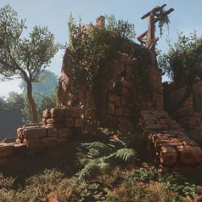 Modular lost ruins pack contains a set of different environment and modular assets along with a set of different props, rocks, foliage, and landscape Material/Textures.