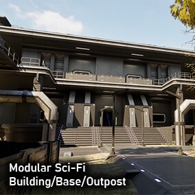 Modular kit to build sci-fi buildings, bases and/or outposts including props