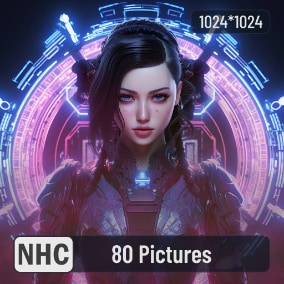The pack includes 80 different cyberpunk women pictures