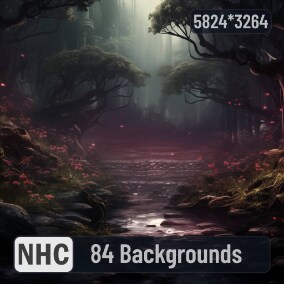 The pack includes 84 different fantasy forest pictures