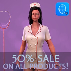 3D Character of stylized Nurse with 6 hairstyles, tablet and stethoscope, perfect for RPG,Battle Royale,shooter,FPS.Rigged to Epic.Modular,has full body.Color change via Instances,ID Maps.Ready for Live Link Face,vtubing(vtuber),vrchat.