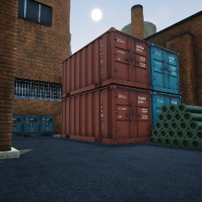 PBR 4K Old Industrial Park Environment containing high definition quality assets.