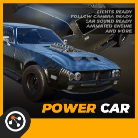 POWER drivable car. Lights, Car Sound Ready. Customizable, Fast & Powerfull Car for games.